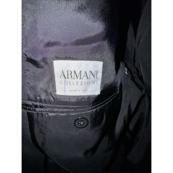 Armani Collezioni Current Solid Black Woven 2-Btn Wool Blazer Jacket 42R - Picture 5 of 8